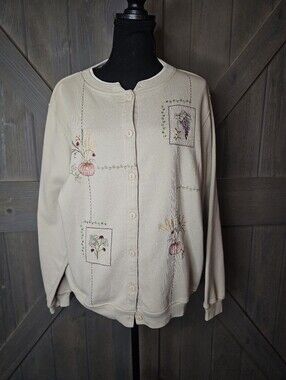 Vintage Shenanigans Fall Button Down Sweater sz Large